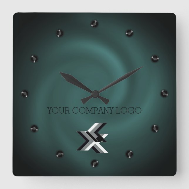 YOUR COMPANY LOGO,personalised,add your text Large Square Wall Clock (Front)