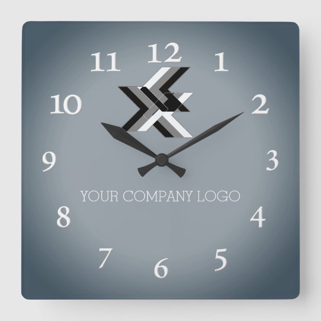 YOUR COMPANY LOGO,personalised,add your text Large Square Wall Clock (Front)