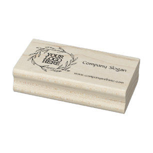 Your Company Logo Slogan Website Leaves Wreath Rubber Stamp