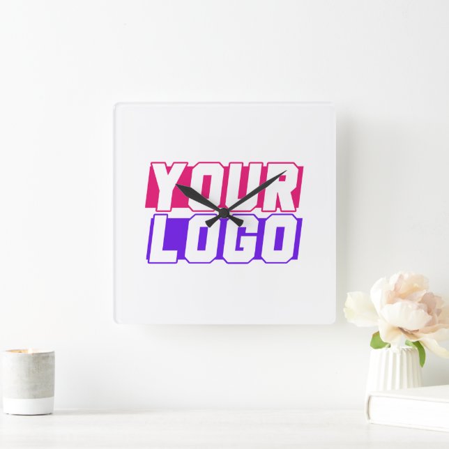 Your Company Logo Square Wall Clock (Home)