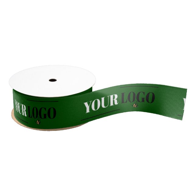 Your Company Logo Template Custom Green Grosgrain Ribbon (Spool)