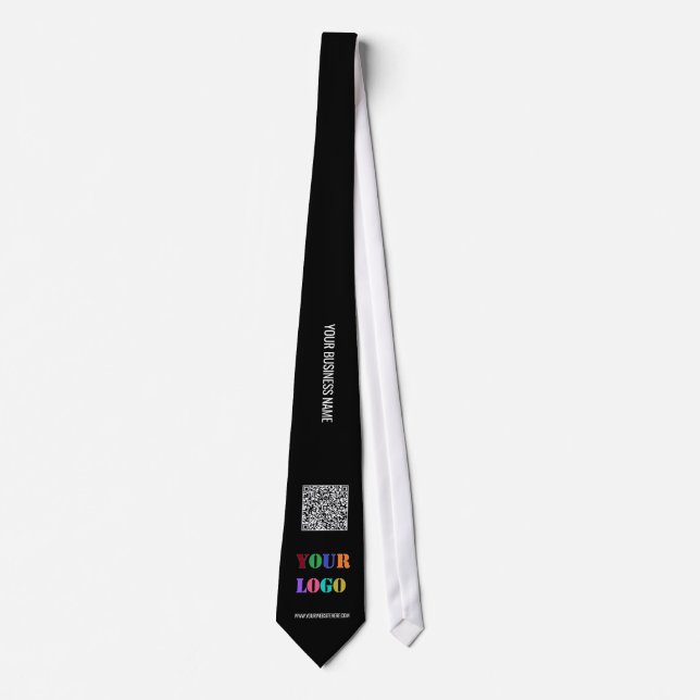 Your Company Logo Text and QR Code Promotional Tie (Front)