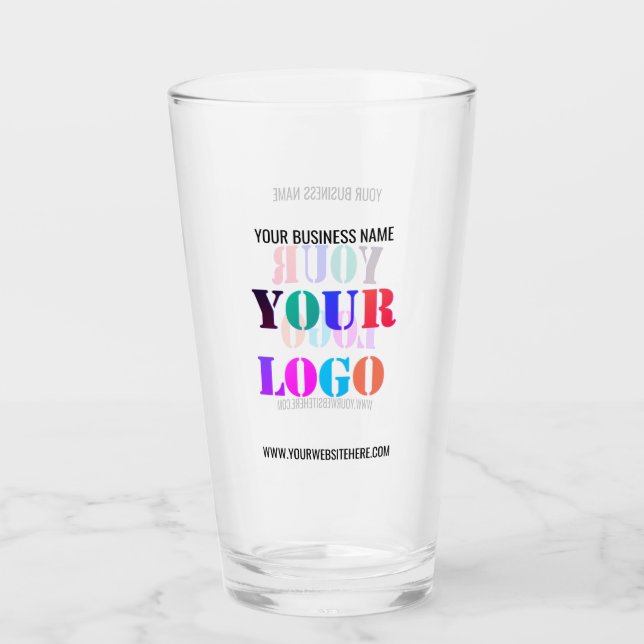 Your Company Logo Text Info Branded Glass Example (Front)