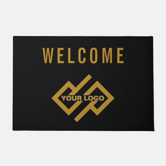 Your Company Logo Welcome Mat Black Gold (Front)
