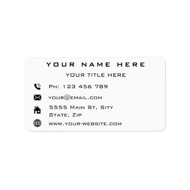 Your Company Name Address Info Business Labels (Front)