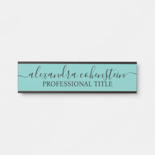 Your Company Office Door Sign Blue and Black