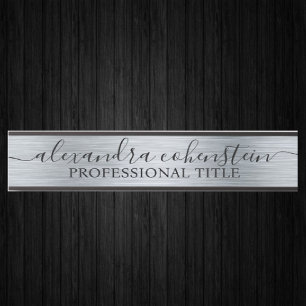 Your Company Office Door Sign Faux Silver