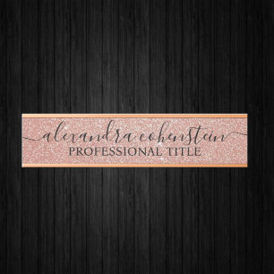 Your Company Office Door Sign Rose Gold Glitter