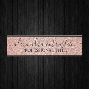 Your Company Office Door Sign Rose Gold Glitter