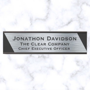 Your Company Office Door Sign Silver Metallic Look