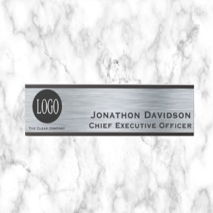 Your Company Office Door Sign Silver Metallic Look