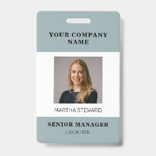 Your Company Photo Duck Egg Blue ID Badge