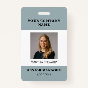 Your Company Photo Duck Egg Blue ID Badge