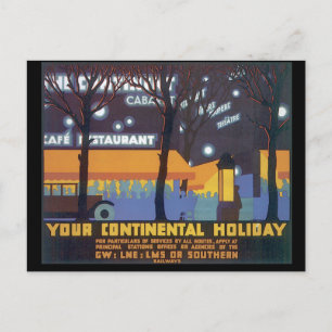 Your Continental Holiday_Vintage Travel Poster Holiday Postcard