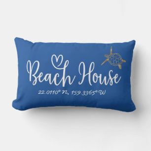  Your Coordinates Blue Sea Turtlle Beach House Lumbar Cushion