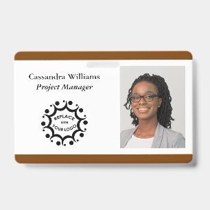 Your Corporate Logo & Headshot Burnt Orange ID Badge