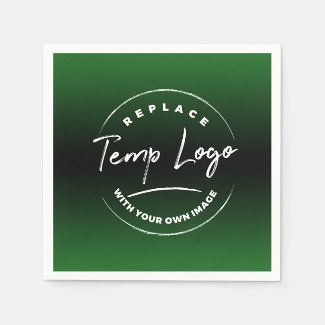 Your Corporate Logo or Image Green Black Ombre Napkin (Front)