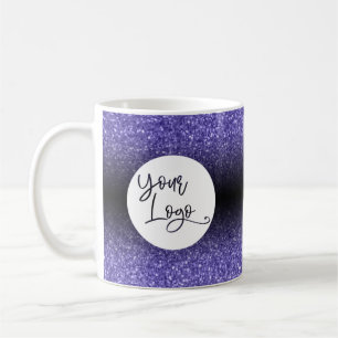 Your Corporate Logo Purple Glitter and Black Ombre Coffee Mug