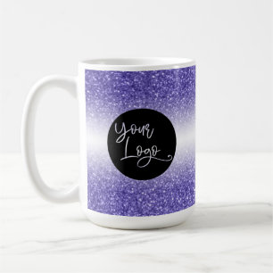 Your Corporate Logo Purple Glitter and White Ombre Coffee Mug