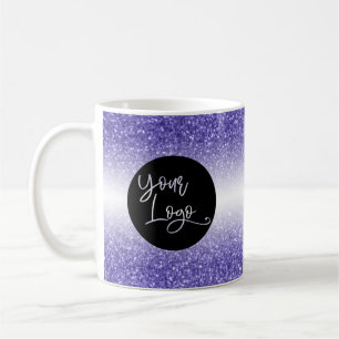 Your Corporate Logo Purple Glitter and White Ombre Coffee Mug