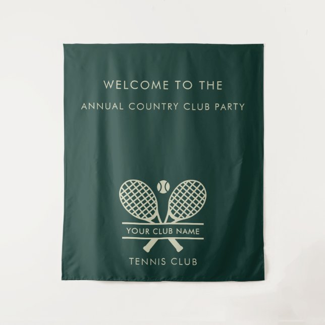 Your Country Club Name Tennis Team Events Green Tapestry (Front)