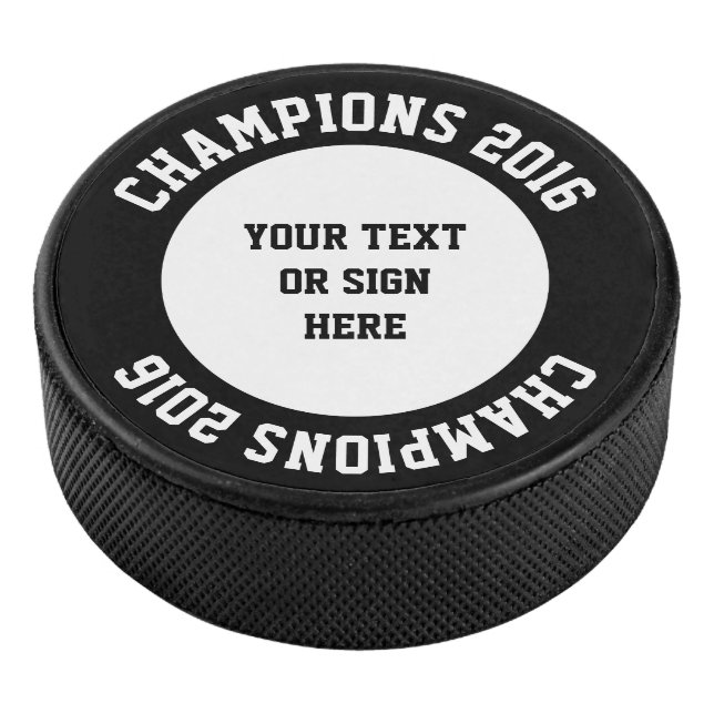 Your Curved & solid Text or sign Hockey Puck (3/4)