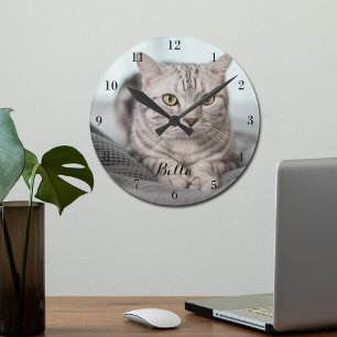 Your Custom Cat Photo Personalised Pet Owner Round Clock