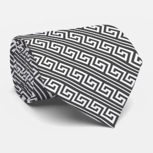 Your Custom Colour, White Greek Key Stripe Design Tie