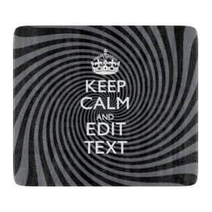 Your Custom Keep Calm Saying on Black Swirl Cutting Board