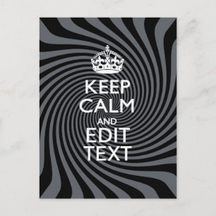 Your Custom Keep Calm Saying on Black Swirl Postcard