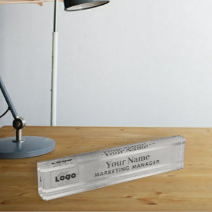 Your Custom Logo Silver Steel Desktop Name Plate