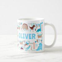 Your Custom Name Kids Cute Blue Brown Dinosaurs