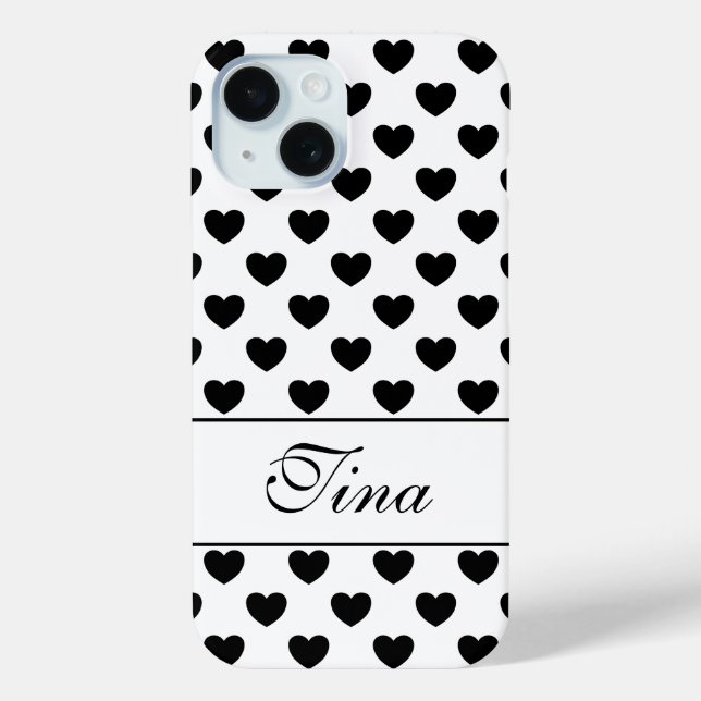 Your Custom Name, Lovely Hearts Polka Dots Pattern Case-Mate iPhone Case (Back)
