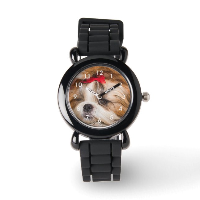 Your custom pet dog puppy photo with clock face watch (Front)