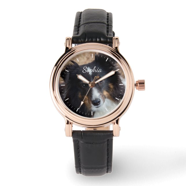 Your Custom Photo And Text & Any Colour Clock Face Watch (Front)