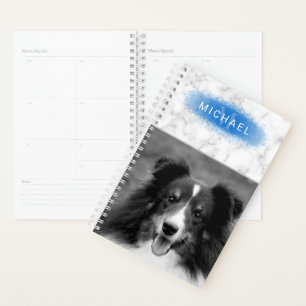 Your Custom Photo & Faux Marble Texture With Blue Planner