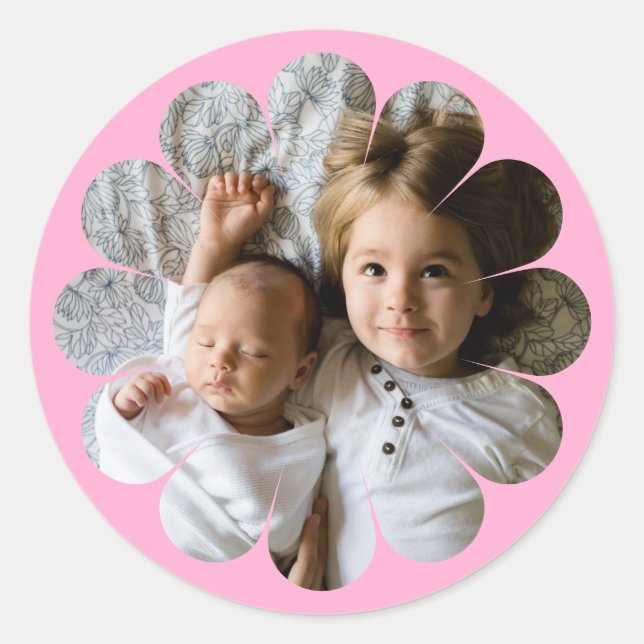 Your Custom Photo in Flower Classic Round Sticker (Front)