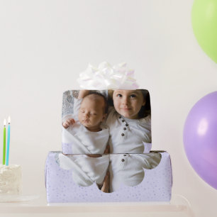 Your Custom Photo in Flower Purple Star Backdrop Wrapping Paper