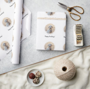 Your Custom Photo In Round Frame Template & Text Wrapping Paper