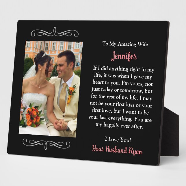Your Custom Photo To My Amazing Wife From Husband Plaque (Side)