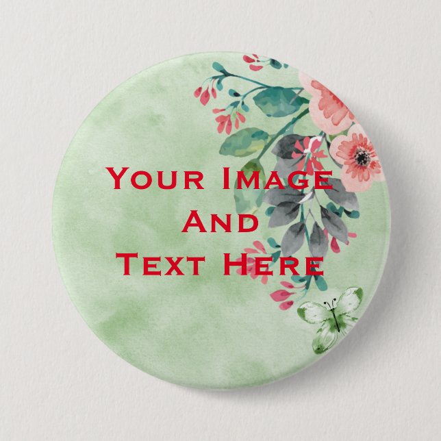 Your custom Picture and Text Personalised Button (Front)