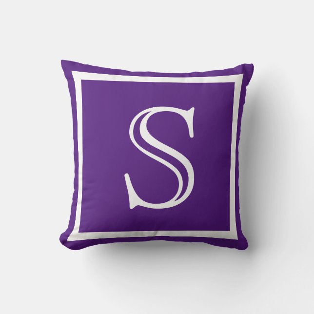 Your Custom Purple monogram Throw Pillow (Front)