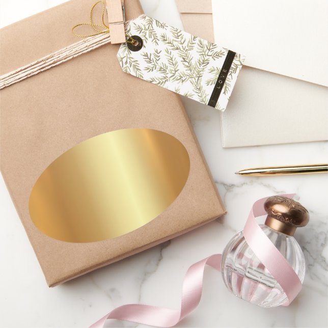 Your Custom Template Text QR Code Logo Gold Blank Oval Sticker (Gifting)