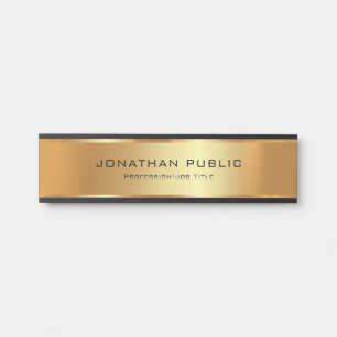 Your Custom Text Elegant Glamour Black & Gold Door Sign
