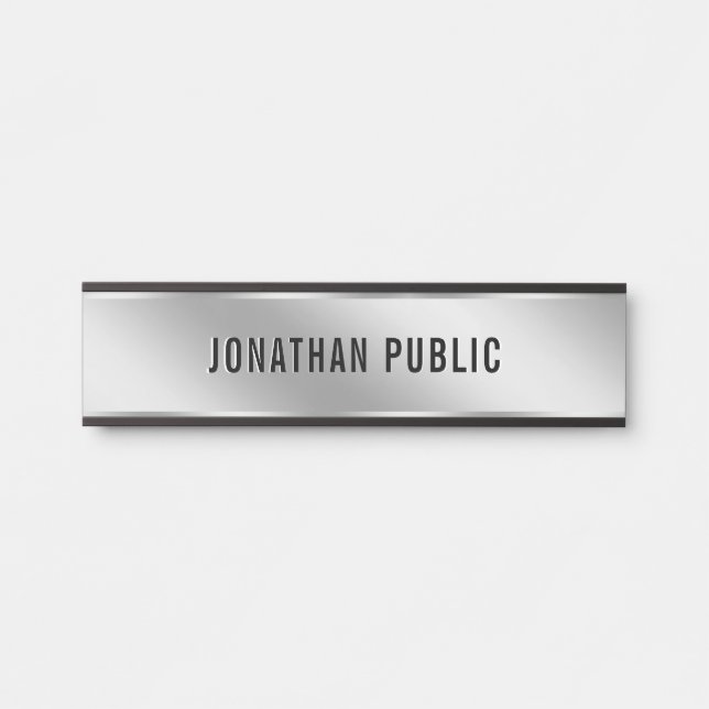 Your Custom Text Elegant Modern Simple Silver Home Door Sign (Front)