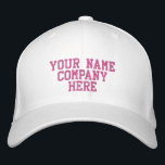 Your Custom Text Embroidered Baseball Cap Template<br><div class="desc">Choose Fonts and Colour - Desgn Your Own Easy Personalised Promotional Embroidered Baseball Caps with Custom Text - Add Your Text - Name - Company / Number / Letter / Slogan - Tagline / or Website , Phone , E-mail , Social Media Handle / More - Choose Your Colour /...</div>