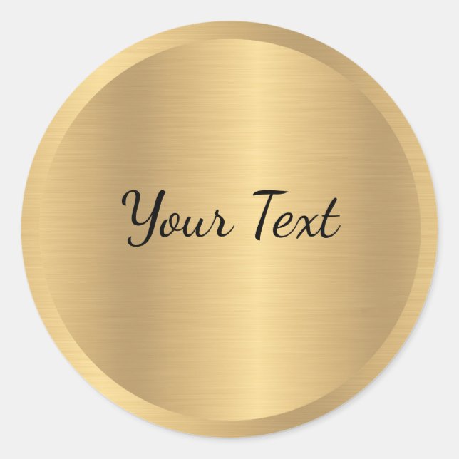 Your Custom Text Faux Gold Metallic Look Template Classic Round Sticker (Front)