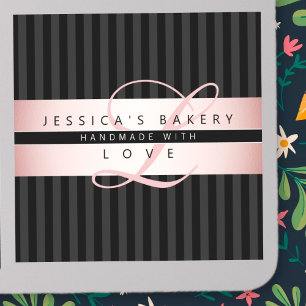 Your Custom Text   Faux Rose Gold w/Black & Grey