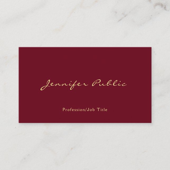 Your Custom Text Gold Colour Calligraphy Script Business Card (Front)