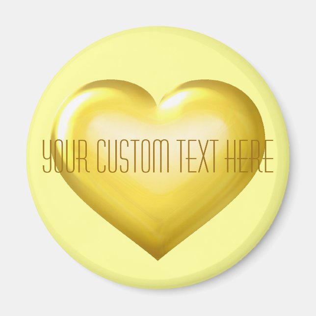 Your Custom Text Gold Glass Heart Magnet (Front)